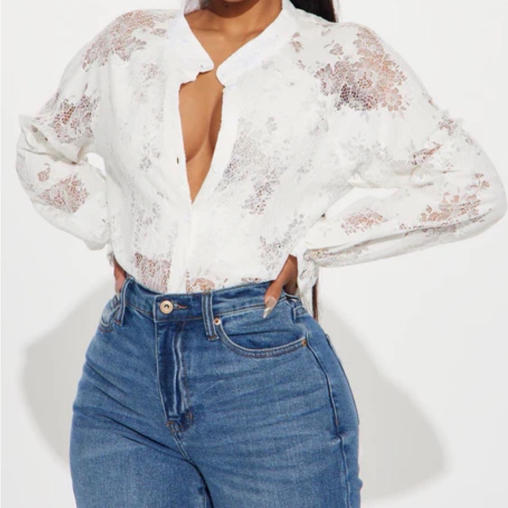 Fashion Nova White Lace Blouse
